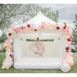 Outdoor-Aktivitäten, weißer aufblasbarer Hüpfburg für Hochzeiten, 4,5 x 4,5 m (15 x 15 Fuß), Party-Hüpfburg, Jubiläums-Pullover-Haus zu verkaufen