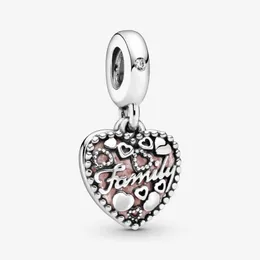 100 % 925 Sterling Silber „Love Makes A Family“-Herz-Anhänger, passend für originale europäische Charm-Armbänder, Modeschmuck, Accessoires281S