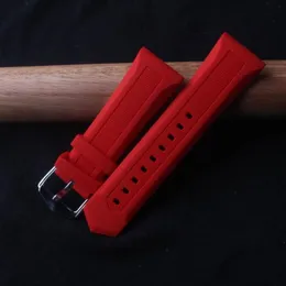 İzle Bantlar 23mm 24mm 26mm 28mm Paslanmaz Çelik Pim Band Klasik Kayış Saat Bantları Spor Bileği Saatleri Yumuşak Kauçuk Kırmızı W259W