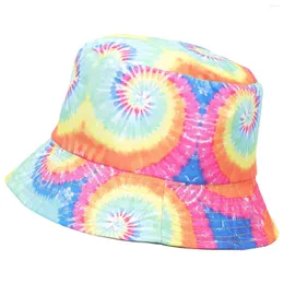 Berets Tie Tie Dye Hat Fisherman's European American Caps American Duit Bucket Bucked Building Miss