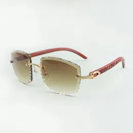 Дизайнерские солнцезащитные очки 2021 3524023 с прорезанными линзами и дужками из натурального тигрового дерева, размер 58-18-135 мм247a