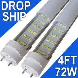 T8 4ft Led Tube Light Replacement 6500k G13 72W 4 Row Daylight White(Bypass Ballast) 150W Equivalent, 7200 Lumen, Dual-End Powered Clear Cover AC 85-277V usastock