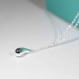 デザイナーブランドTiffays Waterdrop Sterling Silver Necklace with Luxury and Small Design Sense Pendant Chain Mesh Red Precision Edition Word Printing