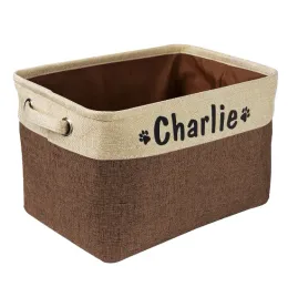 Carrier Personalized Pet Dog Toy Storage Basket Dog Canvas Bag Foldable Pet Toys Linen Storage Box Bins Dog Accessories Pet Supplies