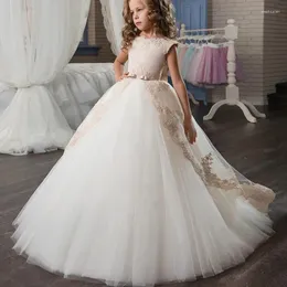 Mädchen Kleider Lange Blume Für Elegante Hochzeit Party Zeremonie Spitze Puffy Pageant Prinzessin Kleid Mädchen Luxus Ballkleid Eid