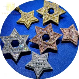 JE Star of David Pendant Charms Pentagram Custom Jewelry Manufacturers Baguette Cut Sier Moissanite Hip Hop Rock Gifts