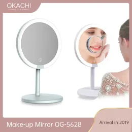 Mirrors Desktop Led Vanity Makeup Mirror 6.7 Inch 3x Magnifying Three Adjustable 135 Rotation Beauty Mirrors Touch Screen Usb Charging