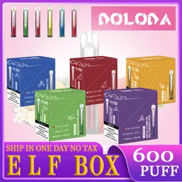 Pudełko elf 600 dmuchy DRYTUNAŁY VAPES PIN PIN 600 ELEKTRONICZNE papierosy 2 ml 450 mAh kapsułki cewki cewki ładowały powietrze 0% 2% 3% 5% urządzenie vs kryształ narciarski Ske SKI