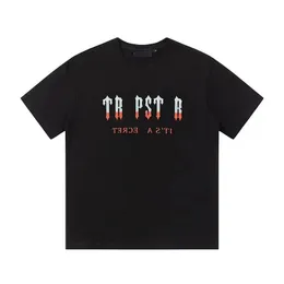 2024 Новая мужская футболка Trapstar Shirt дизайнерская рубашка из чистого хлопка с классическим буквенным принтом для удобной и дышащей пары с короткими рукавами L6