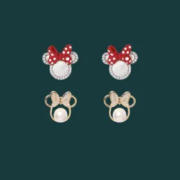 Stud Bow Cute Earrings Whole Pearl Mouse Crystals Cartoon Jewelry For Women 2021 Trend Anime Charm Wedding Accessories255d