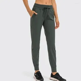 Calças femininas 11 cores cordão fitness mulheres sweatpants com dois bolsos laterais 4-way estiramento leggings senhora elástico