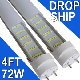 LED T8 Light Tube 4ft ، تجاوز الصابورة المزدوجة التي تعمل بالطاقة ، 7200lumens 72W (مكافئ 150 واط الفلورسنت) ، غطاء حليبي AC85-265V الإضاءة تركيبات Usastock