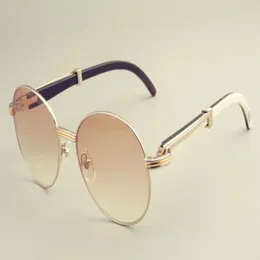 2019 New Round Frame Sunglasses 19900692 선글라스 레트로 패션 태양 바이저 천연 혼합 뿔 미러 LE229U