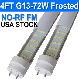 NO-RF RM 드라이버 T8 LED 4ft 튜브 전구 4 줄 밸러스트 우회 형광 교체, 6500K 72W, 밀키 커버 듀얼 엔드 전원 밸러스트 BYPAS USASTOCK