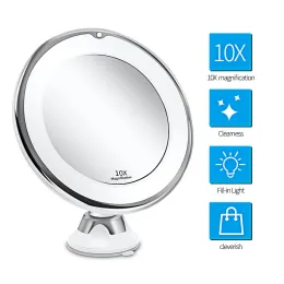 Aynalar LED Makyaj Aynası Işık Dokunmatik Ekran 3 Renk Aynalı 10x büyüteç USB Vanity Ayna Dönen Ayarlanabilir Karartma