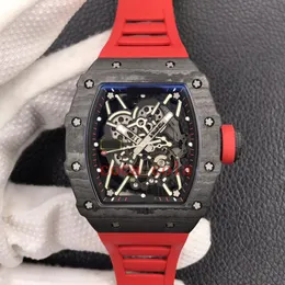 TOPQuality Uhren 44mm 42mm R M11 35 52 Skeleton NTPT Carbon Fiber Saphirglas Transparent Mechanisch Automatik Herren Herren'327b