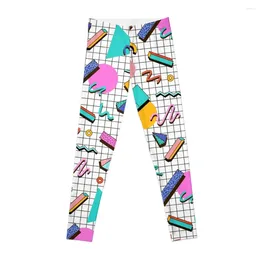 Calças ativas funky 80s oitenta memphis padrão design leggings legins para mulher roupas esportivas ginásio esporte