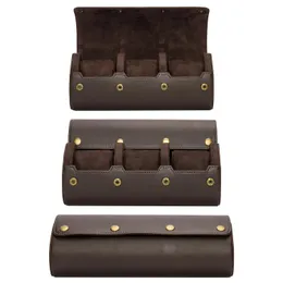 Läderklocka Roll Travel Watch Case 1/2/3 Slot Crazy Horse Leather Watch Box Organizer For Men Storage Display Protector Pouch 240123
