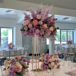 60 cm bis 120 cm hoch) Künstliche Blumenkugel im violetten Stil für Hochzeitsveranstaltungen, Tischdekoration für Party-Hintergrund-Arrangement-Dekorationen 378