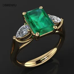 Ringar smaragd gula guld smycken gröna ringar för kvinnor diamant bizuteria anillos de ren smaragd ädelsten guld ring gåva för kärlek