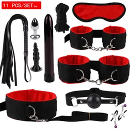 Spielzeug für Erwachsene, 11/10-teiliges Bdsm-Bondage-Set mit Handschellen, Analkugel-Vibrator, Peitsche für Männer, Frauen, Fetisch, Sklave, Erwachsene, Spiele, Sexspielzeug