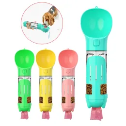 Fütterung Hundwasserflasche 3 in 1 Hundezubehör tragbare Hund Wasserflasche Hunde Katzen Trinkfutterschale Accesorios Para Perros