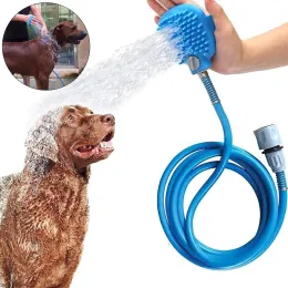 Teste Universal Pet Massaggiatore Spazzola da bagno per cani Gatti Cucciolo di silicone Big Dog Soffione doccia Spruzzatore mascotte Guanti da toelettatura Accessori