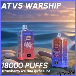 ATVS 18000 Puff 18k Einweg-Vaporizer, Smart-Screen-Display, Batterie-Stick, Vergaser-Vape, 12 Farben, Originalverpackung, 18k Puff