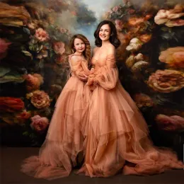 Тюлевые платья на одно плечо для мамы и меня, многоуровневое однотонное платье трапециевидной формы для мамы и дочки на вечеринку