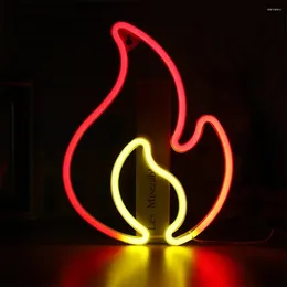 Nachtlichter Flamme Neon für Wanddekoration Batterie/USB-betriebene LED-Schilder leuchten Zuhause/Kinderzimmer/Bar/Weihnachten/Hochzeitsfeier