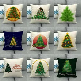 Travesseiro Árvores de Natal Capa de Algodão Linho Casa Sofá Decoração de Quarto Presente de Ano