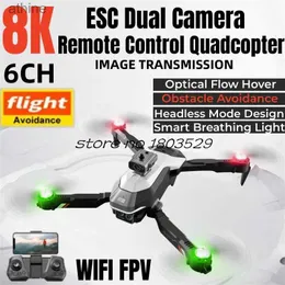 Drohnen 8K ESC Dual Kamera FPV Fernbedienung Quadcopter Smart Atemlicht Optischer Fluss Hindernisvermeidung Schwerkraftsensor RC Drohne YQ240129