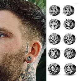 Brincos góticos punk nórdico viking masculino, ímã forte magnético de aço inoxidável, não piercing, brinco falso para namorado
