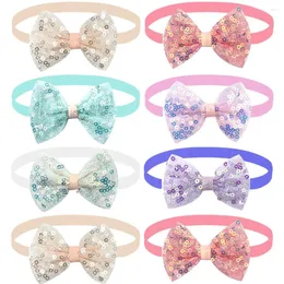 Köpek giyim 50/100pcs Pet Cat Bow Ties Ayarlanabilir yaka örgü payetler küçük tımar aksesuarları ürünleri için