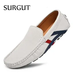 Surgut Slip On Men Loafers Orijinal Deri Tembel Ayakkabılar Mokasinler Benzersiz Stil Daireleri için Günlük Artı Boyut 3849 240124