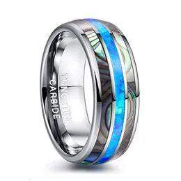 Оптовая продажа, 8 мм, натуральное опаловое морское ушко, инкрустация, кольцо из карбида вольфрама для мужчин и женщин, модное обручальное кольцо
