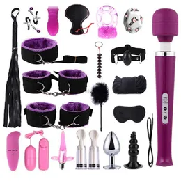 Juguetes para adultos Conjunto de sujeción para accesorios sexuales Kit Herramientas sexuales Bondage Vibradores Masajeadores Kit de bondage para parejas Sexo BSDM Juguetes para parejas