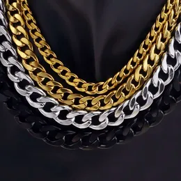 Ожерелье для пары из нержавеющей стали NK из титановой стали, кубинская золотая цепочка, ювелирная цепочка в стиле хип-хоп, панк, цепочка с плоским звеном