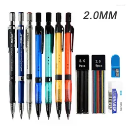 Conjunto de lápis mecânico 2.0mm com 2b preto/cores recarga de chumbo para escrever esboçar arte desenho pintura escola lápis automáticos