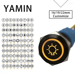 Akıllı Ev Kontrolü 16/19/22mm Siyah Kabuk Metal Push Düğmesi Switch Özelleştirme 3-6V 12-24V 220V Sıfırlama/Mandal RV için Işık Su geçirmez