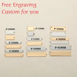 encantos MYLONGINGCHARM Gravação a laser grátis 30 peças de conector de barra retangular de aço inoxidável Logotipo personalizado ou design pingente de colar retangular