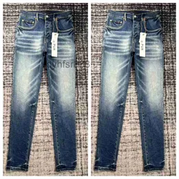 Designer Jeans Man Dames Paars voor Heren Gestapelde Skinny Broek Gescheurde Gat Sterpatches met Mode L2 S0KN