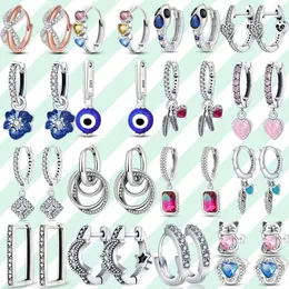 Dangle Earrings Chams De Plata 925 Heart Butterfly Drop Earring Pendant Zircon Round Flower Trio Stud For Women Jewelry Original Charms