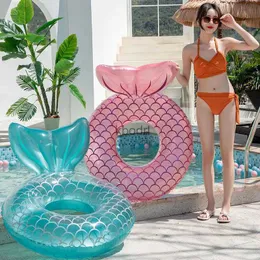 Outras piscinas SpasHG Sereia com encosto inflável anel de natação flutuadores para adultos crianças bebê jogo de água tubo de natação brinquedos de colchão YQ240129