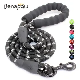 Leashes Benepaw Reflective Large Medium Dog Leash Padded Handle Durable 360 Degree Metal Clasp Pet Leash Hot Sale Accessories Dog Lead