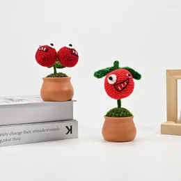 Dekorative Blumen, handgehäkelte Kirsche, Topfpflanzen, lustiges Spielzeug, handgefertigt, originelle Geschenke für Freunde, schöne Desktop-Dekoration für Zuhause und Zuhause