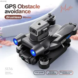 DRONES S136 GPS RC DRONE 4K HD Dual Camera Professional 5G Aerial Photography Hinder Undvikande Borstless Automatic Return Helicopter YQ240129