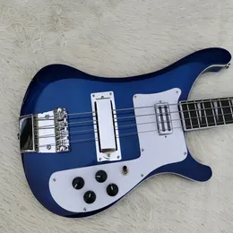 Rick 4003 Backer Bass Guitar شفافًا أزرق اللون كروم الأجهزة جودة عالية الجودة Guitarra الحرة شحن الغيتار الكهربائي