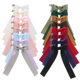 Hair Accessories 48pc/lot 3.15" Satin Bow Clip Hairpin Women Girls Long Ribbon Clips Tails Bowknot Barrettes Kids