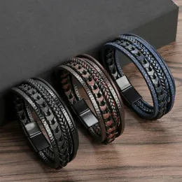 Charme pulseiras LIEBE ENGEL na moda multi-camada homens pulseira de couro mão-tecido acessórios fecho magnético jóias atacado